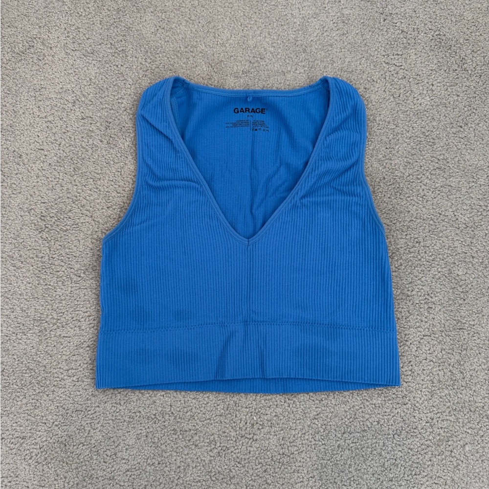 Garage V-Neck Blue Tank Top